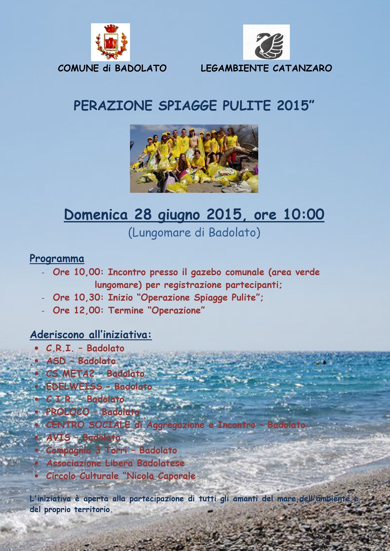 Domani iniziativa "Spiagge pulite 2015" a Badolato - 