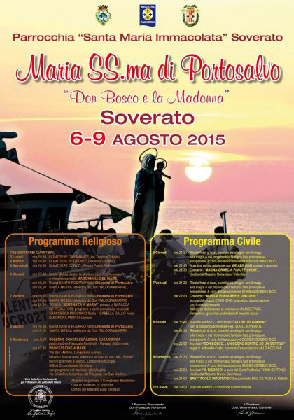 Il programma ufficiale della Festa di Maria SS.ma di Porto Salvo di Soverato - 