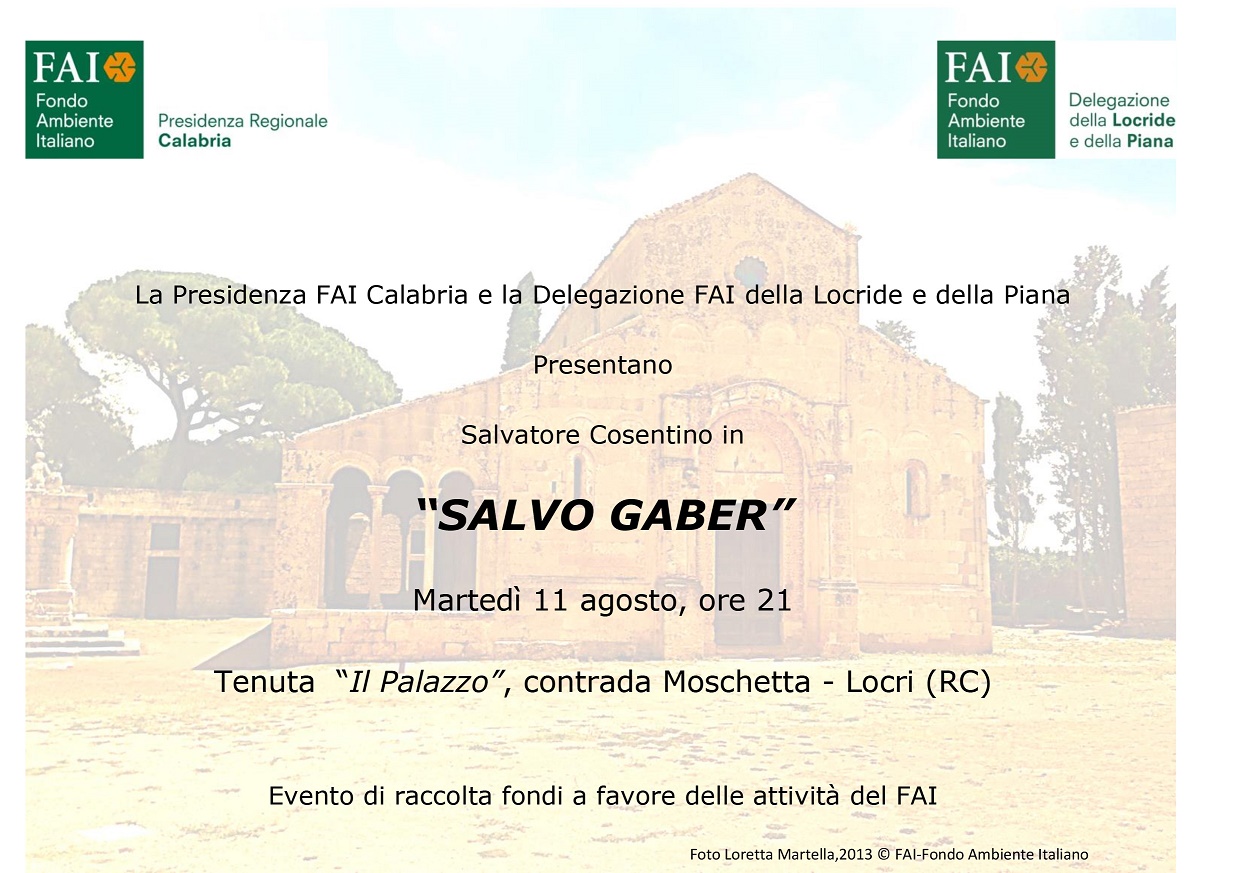 A LOCRI in scena IL MAGISTRATO-ATTORE SALVATORE COSENTINO IN ''SALVO GABER'' - 