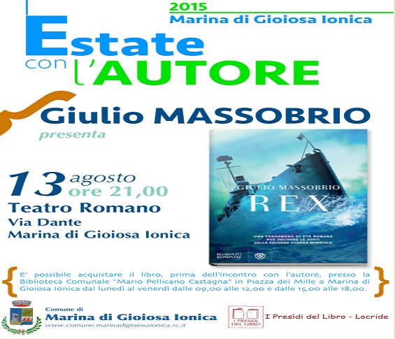 MARINA DI GIOIOSA: QUESTA SERA PRESENTAZIONE DEL ROMANZO ''REX'' - 