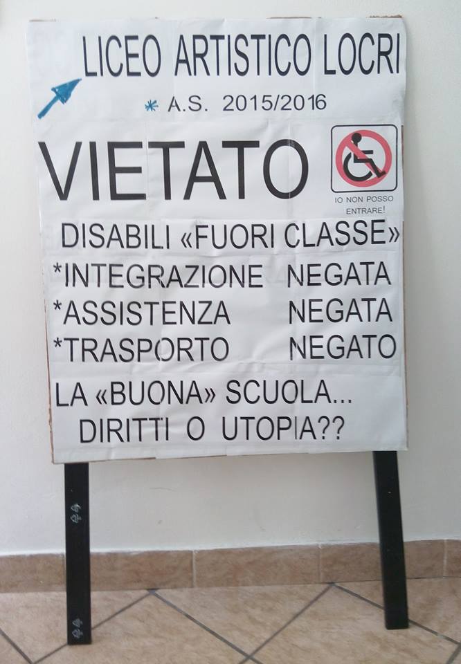 LOCRI: LA SCUOLA NEGATA AGLI STUDENTI DIVERSAMENTE ABILI, NEGATI DIRITTI ALLO STUDIO ED ALLA SALUTE - 