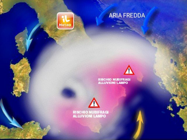 METEO: CICLONE IN ARRIVO, RISCHIO ALLUVIONI SU CALABRIA - 