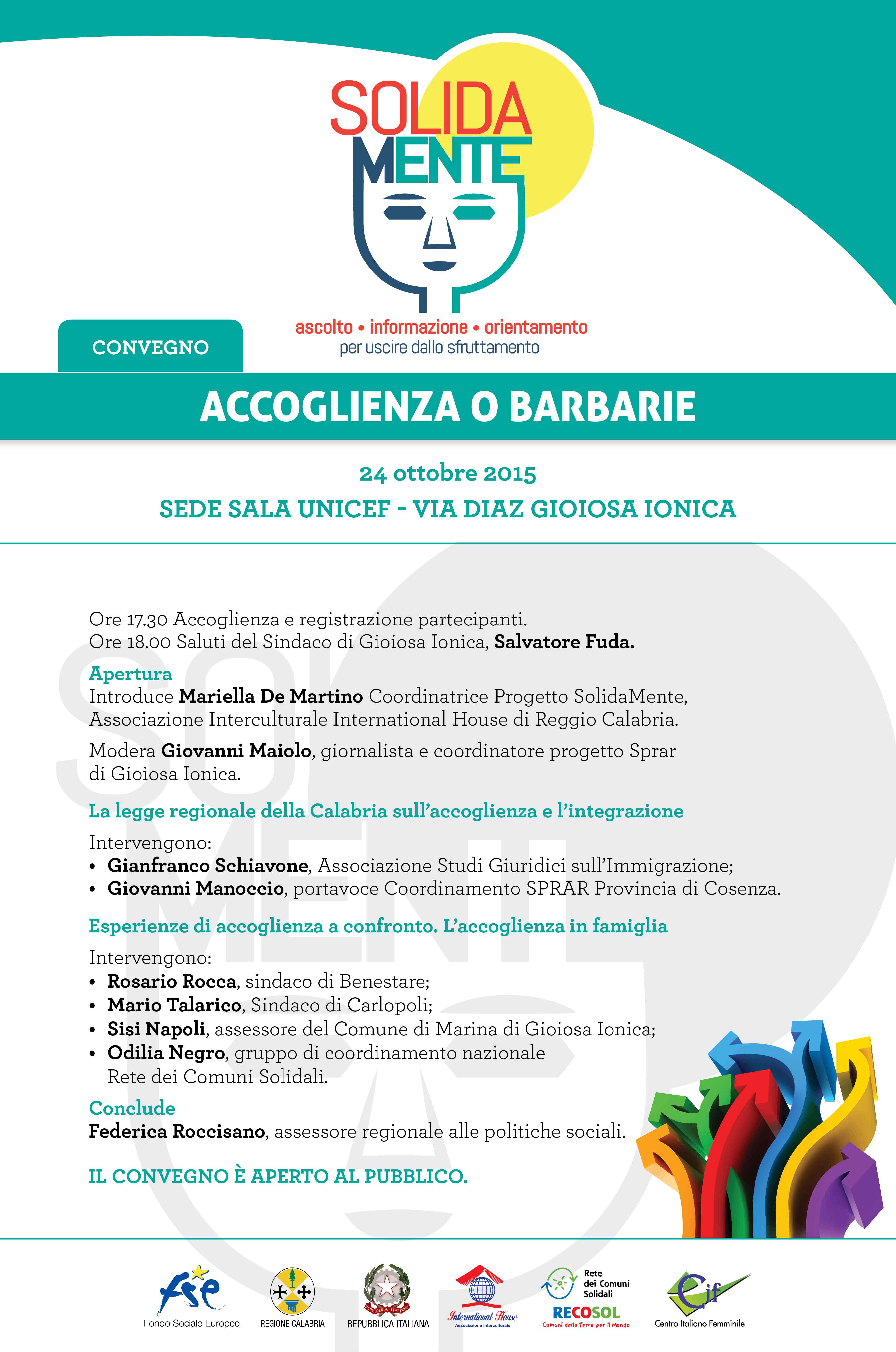 GIOIOSA IONICA: 'ACCOGLIENZA O BARBARIE?', SABATO UN IMPORTANTE CONVEGNO - 