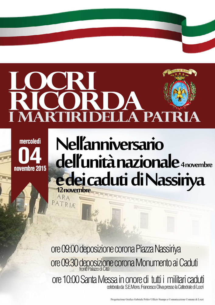 LOCRI IL 4 NOVEMBRE RICORDA I MARTIRI DELLA PATRIA - 