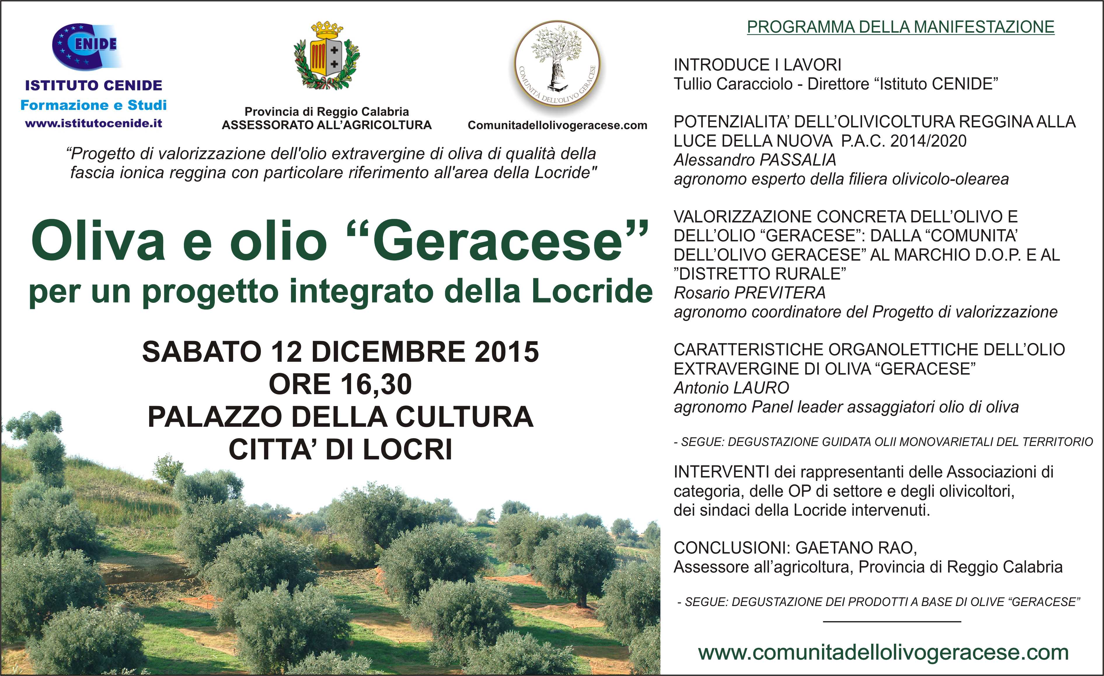 'OLIVA E OLIO GERACESE PER UN PROGETTO INTEGRATO DELLA LOCRIDE', SE NE DISCUTE SABATO A LOCRI - 