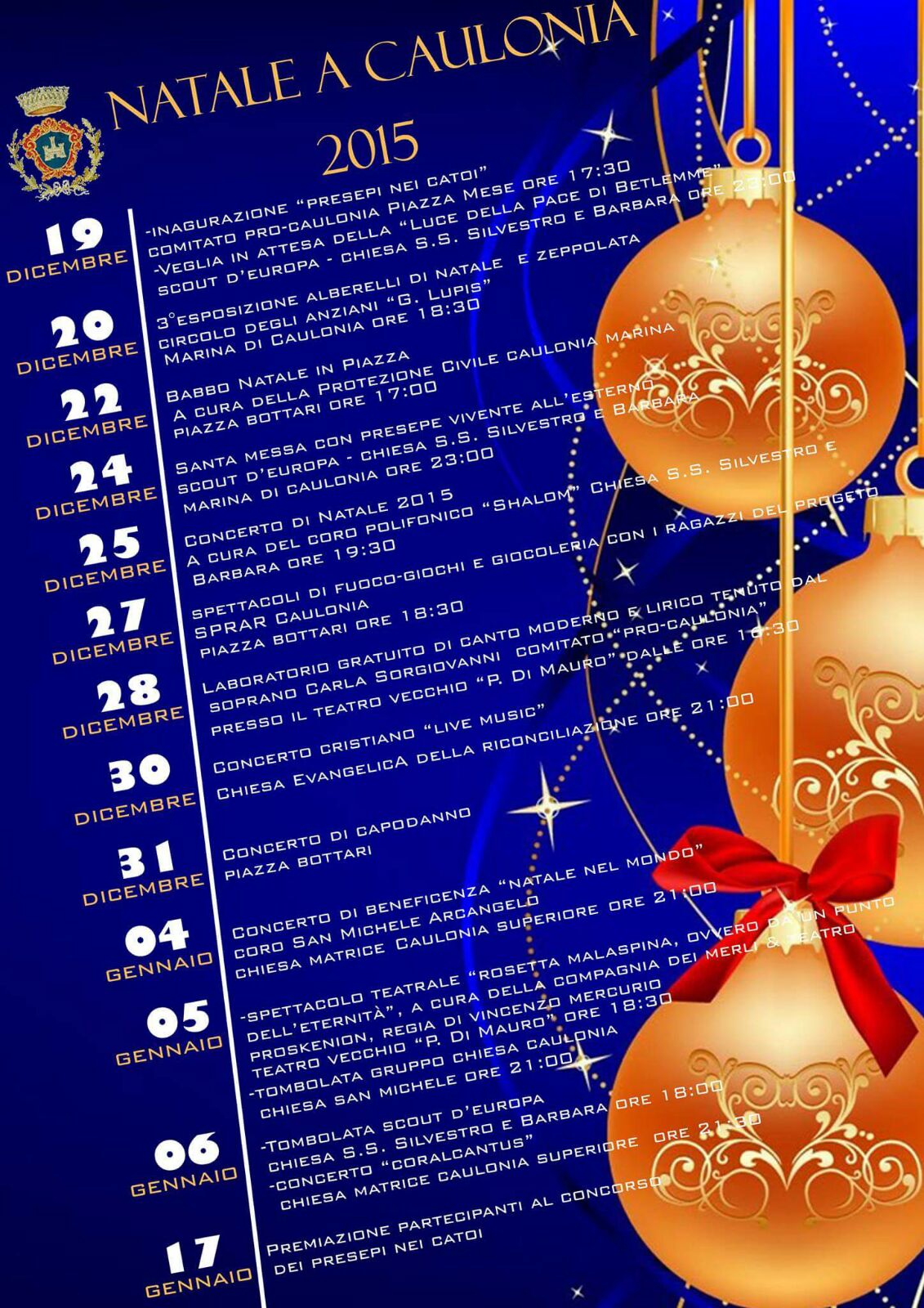 Presentato il programma di 'NATALE A CAULONIA' - 