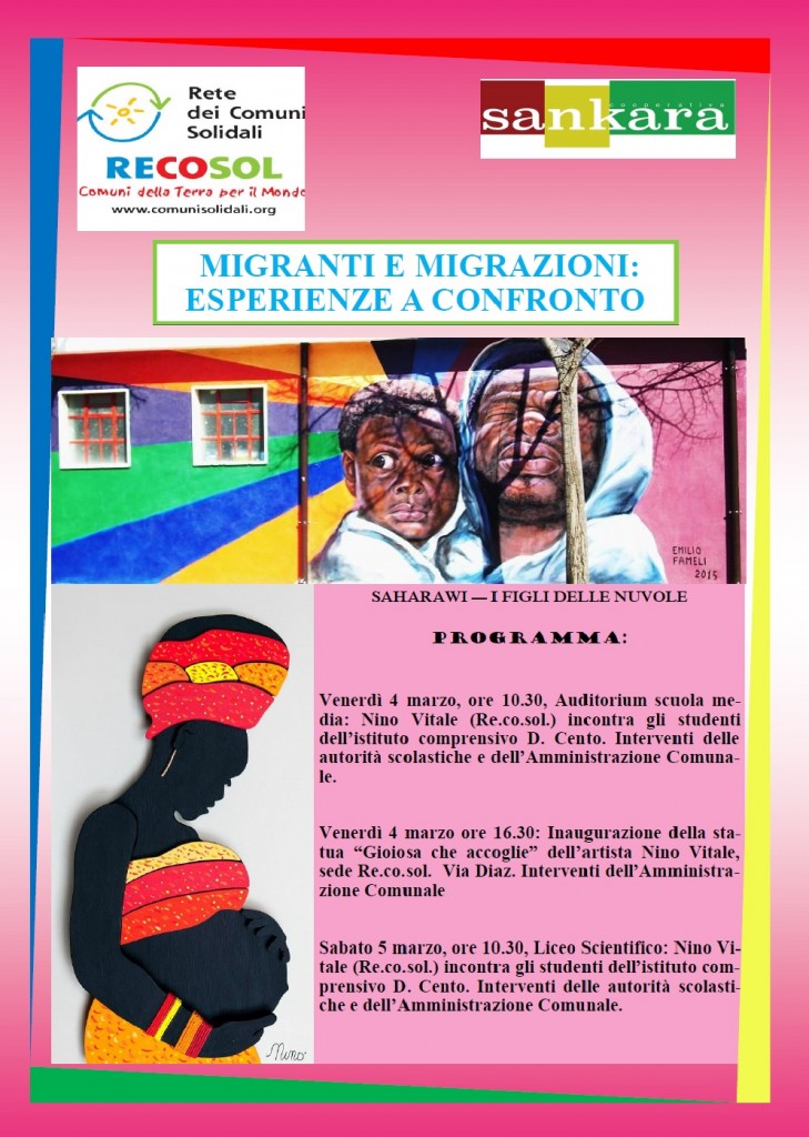 DOMANI INCONTRI E INAUGURAZIONE STATUA 'GIOIOSA CHE ACCOGLIE' - RECOSOL SANKARA - 