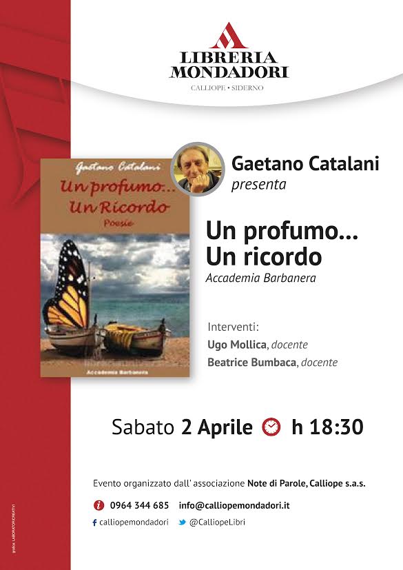 SIDERNO: SABATO LA PRESENTAZIONE DEL LIBRO DI POESIE 'UN PROFUMO... UN RICORDO' - 