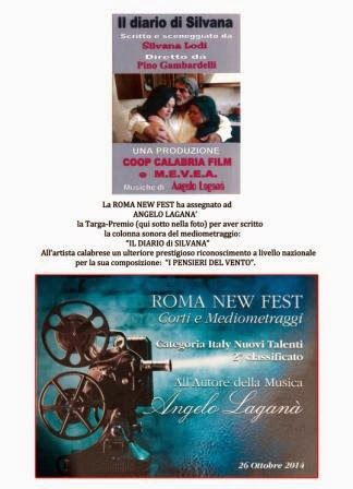 CALABRIA FILM ED IL MAESTRO ANGELO LAGANA' PREMIATI AL ROMA NEW FEST - 