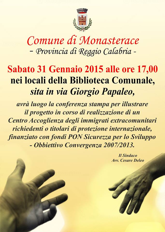 MONASTERACE: SABATO UNA CONFERENZA STAMPA SUL CENTRO ACCOGLIENZA IMMIGRATI - 