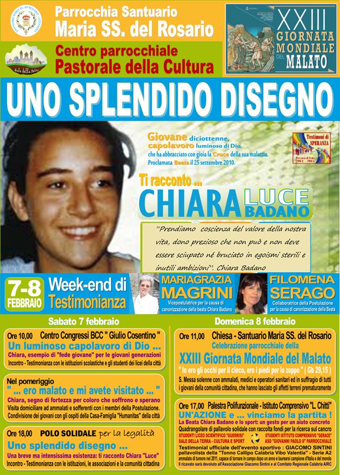 Cittanova: Sabato 7 e domenica 8 un week-end per ricordare la Beata Chiara 'Luce' Badano - 