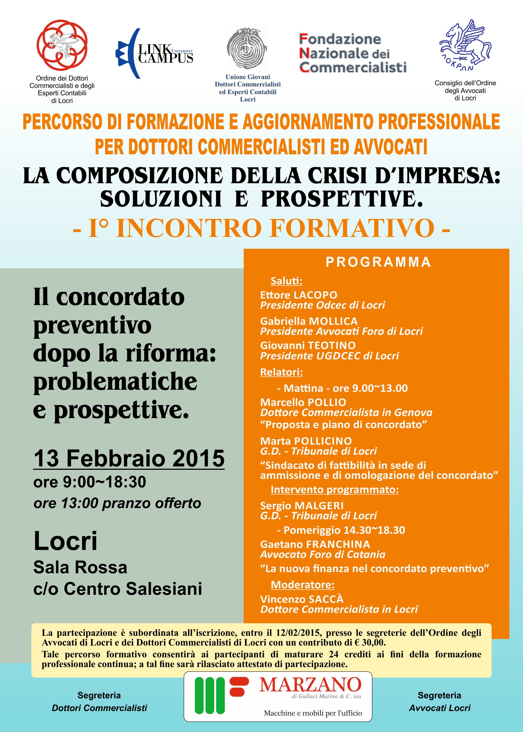 VENERDI A LOCRI L'INCONTRO FORMATIVO 'LA COMPOSIZIONE DELLA CRISI D'IMPRESA' - 