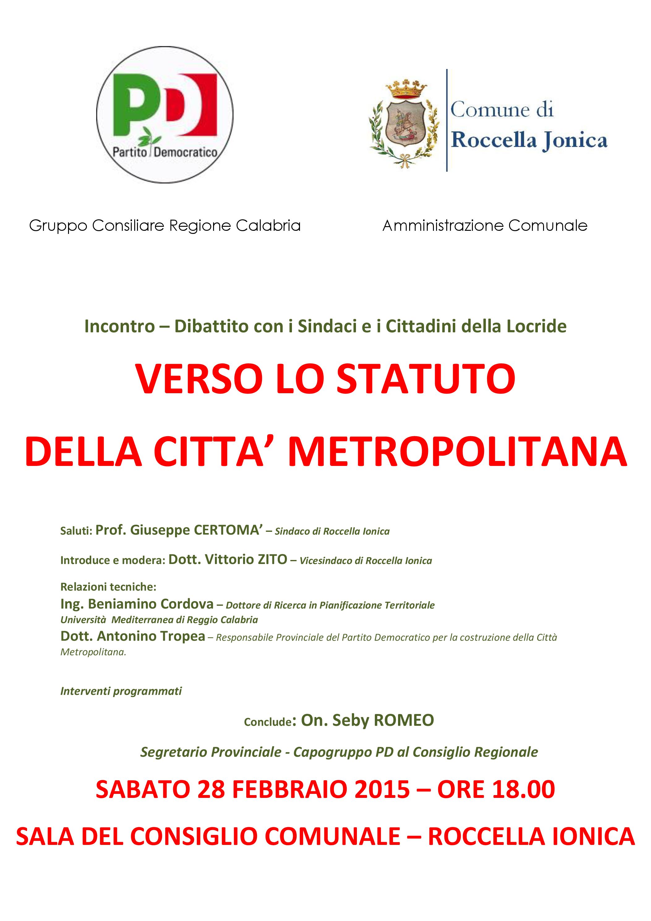 LA LOCRIDE E LA CITTA' METROPOLITANA, DOMANI AL CENTRO DI UN CONVEGNO A ROCCELLA - 