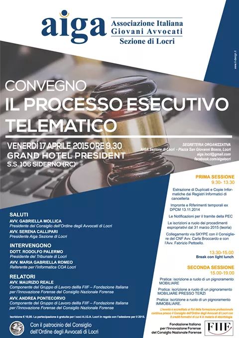 LOCRI: VENERDI IL CONVEGNO DELL'AIGA LOCRI 'PROCESSO ESECUTIVO TELEMATICO' - 