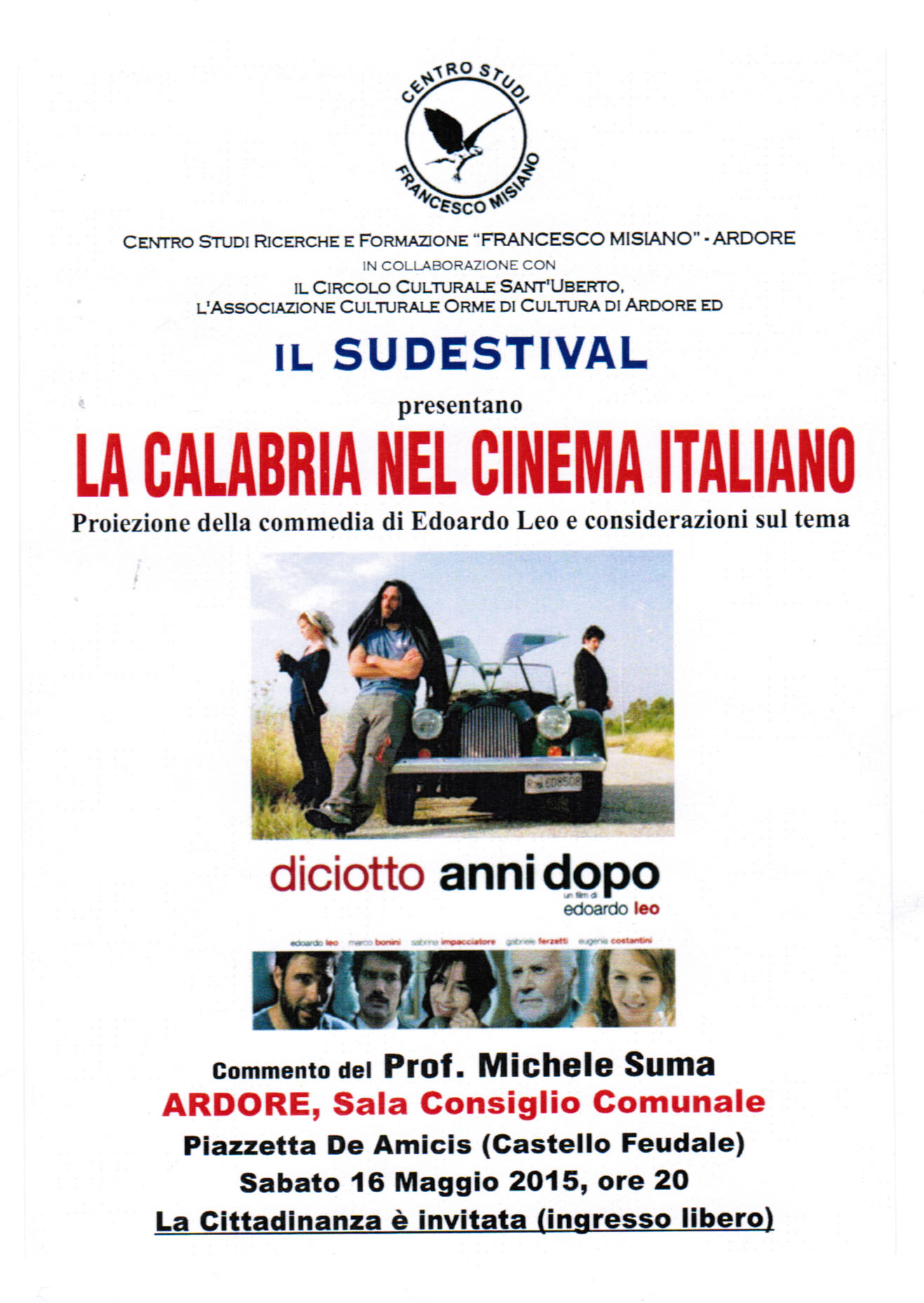 ARDORE: SABATO SI DISCUTERA' DI 'CALABRIA NEL CINEMA ITALIANO' - 